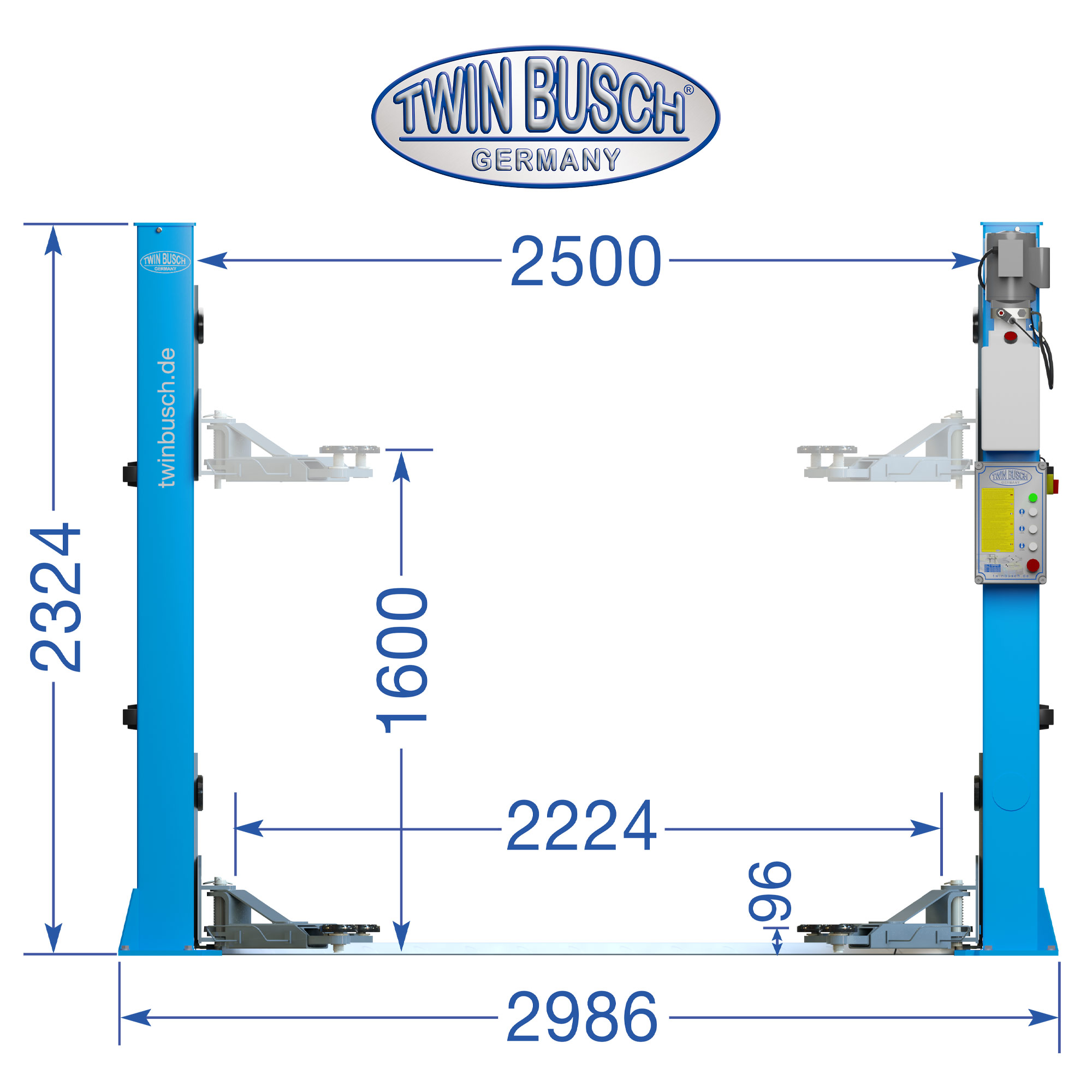 Twin Busch ® Ponte sollevatore auto a 2 colonne 4.2T - Modello garage -  TW242GE